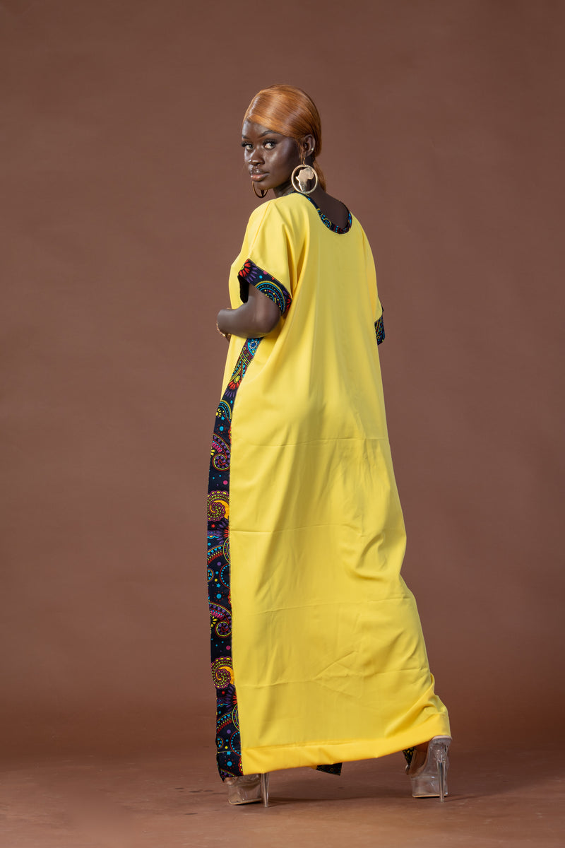 Gift Maxi Dress | Yellow and African Ankara Print