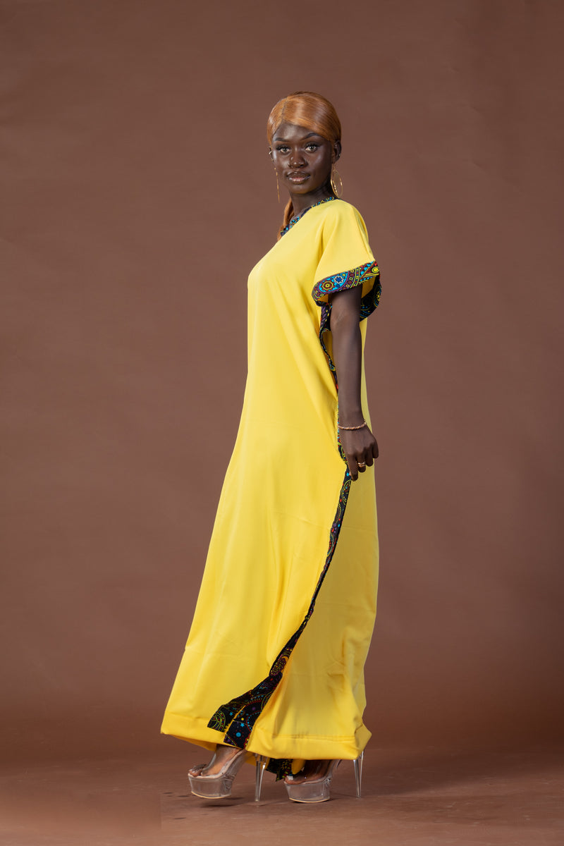 Gift Maxi Dress | Yellow and African Ankara Print