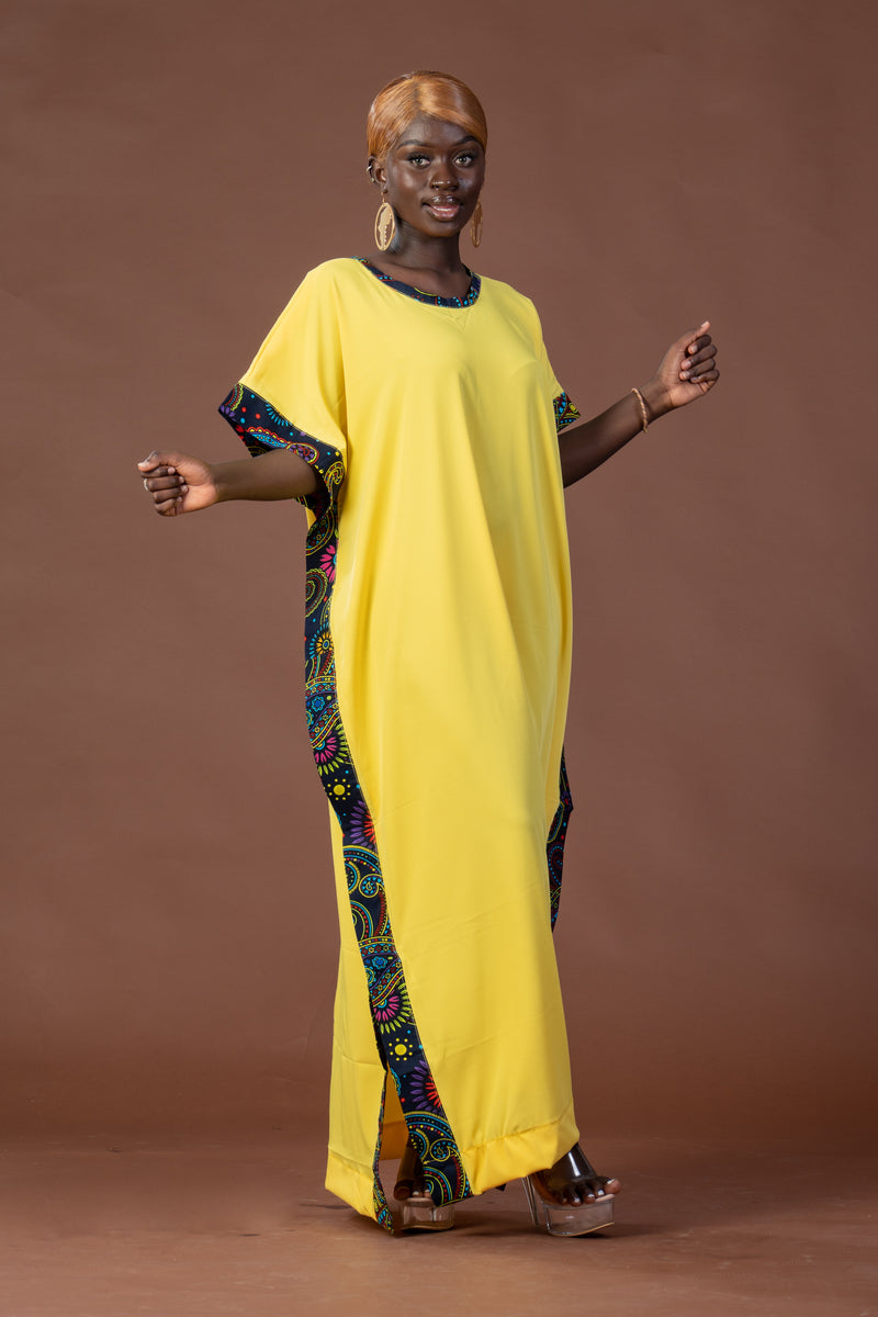 Gift Maxi Dress | Yellow and African Ankara Print