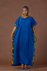 Ginika Maxi Dress | Blue and Ankara African Print