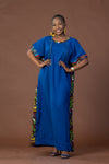 Ginika Maxi Dress | Blue and Ankara African Print