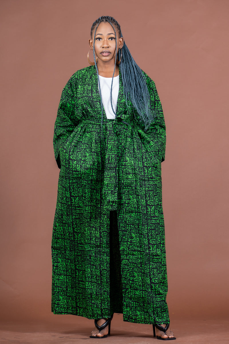 Adalyn Ankara High waisted Trouser | Green African Print