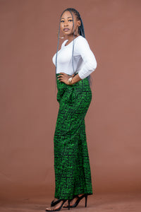 Adalyn Ankara High waisted Trouser | Green African Print