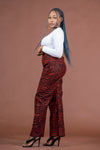 Aretha Ankara High waisted Trouser | Red and Black African Print