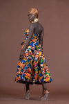 Teni Ankara Strapless Tube Midaxi Dress | Yellow and Blue African Kente Print