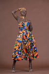 Teni Ankara Strapless Tube Midaxi Dress | Yellow and Blue African Kente Print