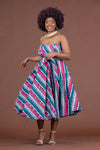 Teyana Ankara Strapless Midaxi Dress | Pink and Blue African Print