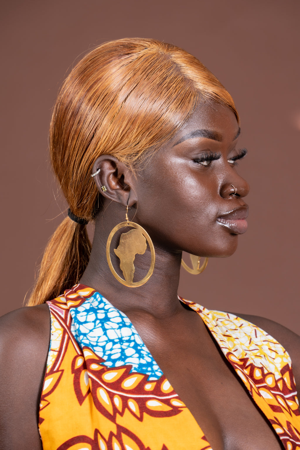 Gold Plated African Map Earring
