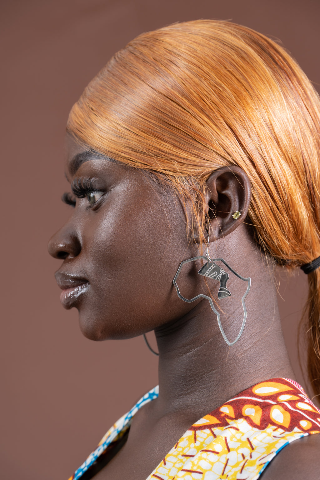 Silver Plated African Map Earring