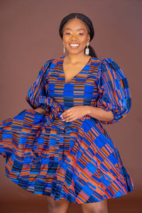 Jiji Ankara Midi Dress | Blue African Print