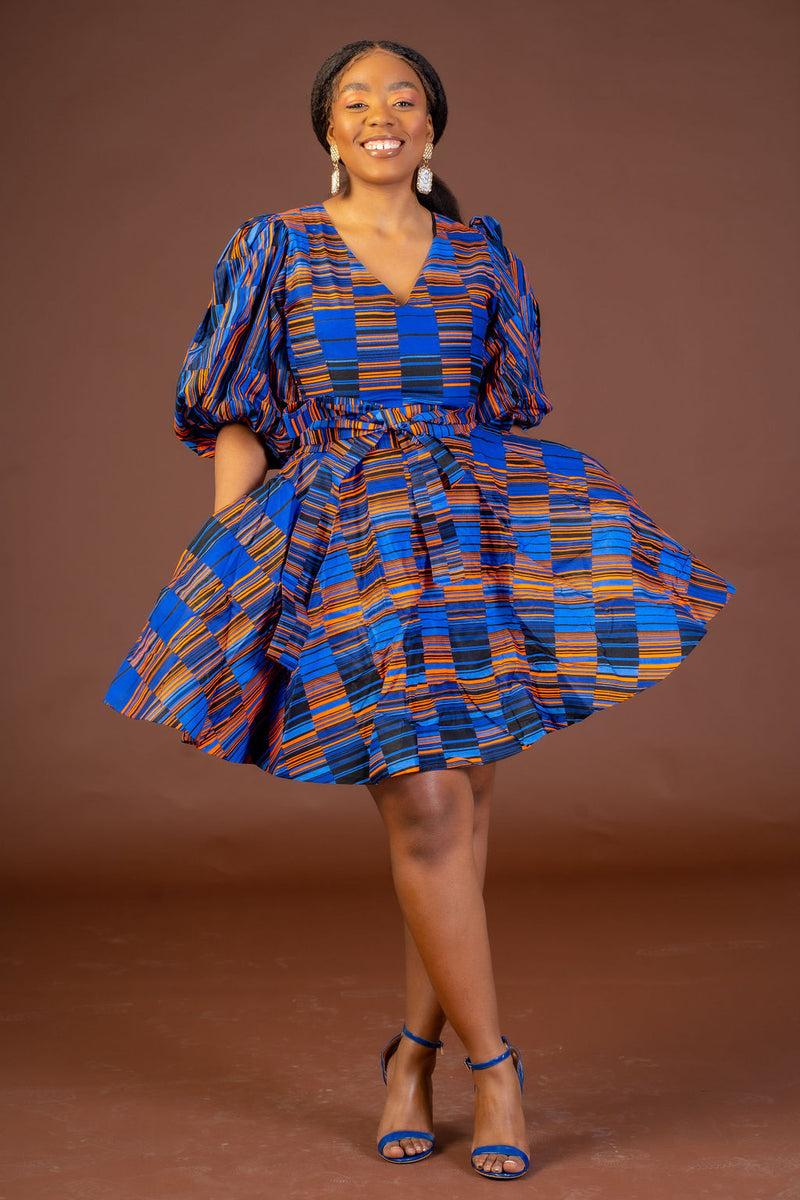 Jiji Ankara Midi Dress | Blue African Print