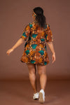 Jessie Ankara Shirt Dress | Brown and Green African Print