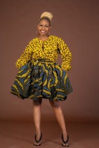 Selena Ankara Midi Dress | Yellow African Print