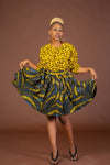 Selena Ankara Midi Dress | Yellow African Print