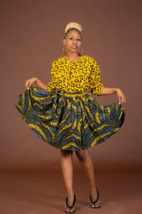 Selena Ankara Midi Dress | Yellow African Print