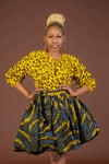 Selena Ankara Midi Dress | Yellow African Print