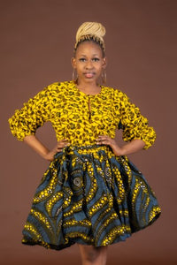 Selena Ankara Midi Dress | Yellow African Print