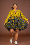 Selena Ankara Midi Dress | Yellow African Print