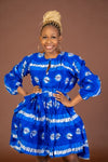 Scarlet Ankara Midi Dress | Blue African Print