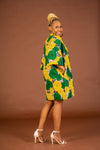 Anthonia Ankara Short Kimono Jacket | Yellow and Green African Print