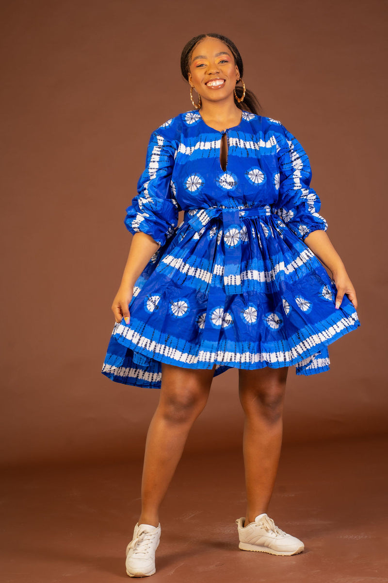 Scarlet Ankara Midi Dress | Blue African Print