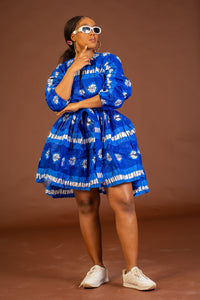 Scarlet Ankara Midi Dress | Blue African Print