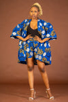 Amarachi Ankara Kimono Jacket | Blue African Print