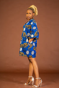 Amarachi Ankara Kimono Jacket | Blue African Print