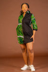 Jocelyn Ankara Shirt Dress | Green and Black African Print