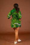 Jocelyn Ankara Shirt Dress | Green and Black African Print