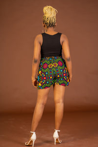 Anita Ankara High Waisted Shorts|Pink and Yellow African Print