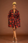 Adire Black and Red Ankara Short Kimono Jacket