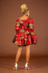 Alex Ankara Short Midi Dress | Red African Print