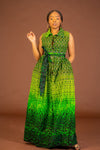 Amari Ankara Maxi Dress/Green African Print