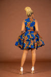 Zuri Ankara Sleeveless Dress | Blue and Brown African Print