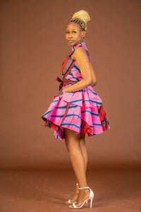 Zara Ankara Sleeveless Dress | Pink and Red African Print