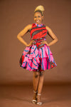 Zara Ankara Sleeveless Dress | Pink and Red African Print