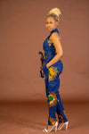 Mylah Ankara Jumpsuit | Blue and Yellow African Print