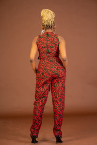 Micheala Ankara Jumpsuit | Red African Print