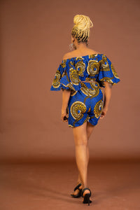 Tamara Ankara Short | Blue and Gold African Print