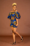 Tamara Ankara Short | Blue and Gold African Print