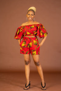 Tyler Ankara Shorts | Red and Yellow African Print