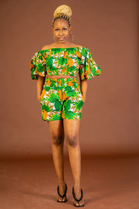 Tonia Ankara Shorts | Green African Print