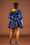 Abbey Ankara Short flare Dress | Blue African Print