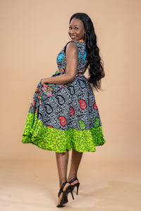 Bunmi Ankara Wrap Dress | Green African Print