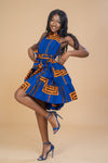 Zaria Ankara Sleeveless Dress | Blue African Print