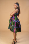 Zoya Ankara Sleeveless Dress | Pink and Green African Print