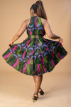 Zoya Ankara Sleeveless Dress | Pink and Green African Print