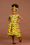 Taraji Ankara girls dress | Yellow stars African Print