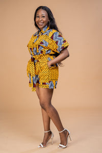 Rosa Ankara Playsuit | Yellow African Print